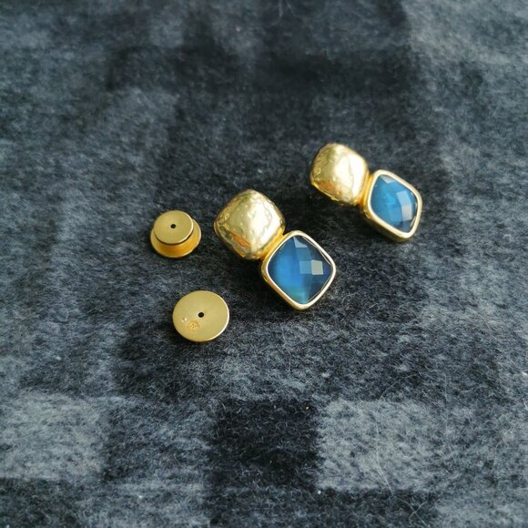 Julie Vos Cornflower Blue Gold-Tone Earrings - Picture 3 of 3